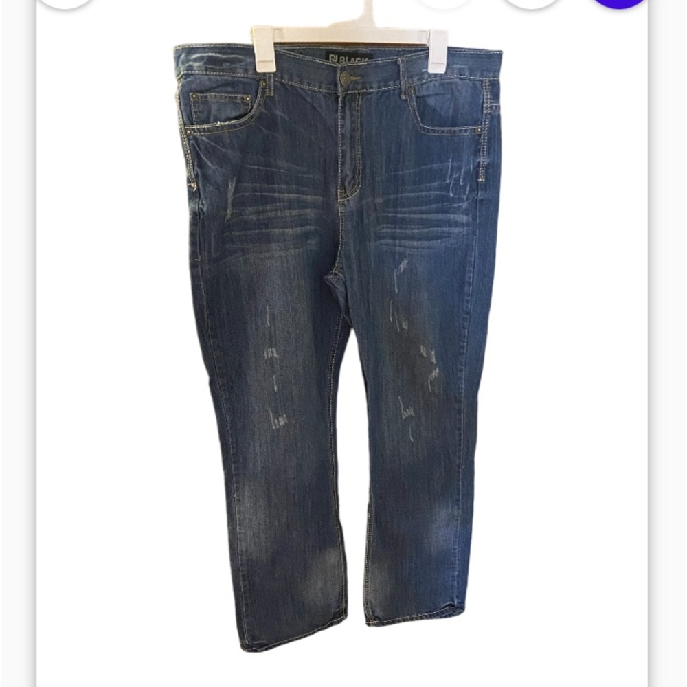 CJ Black Relaxed Straight fit jeans. 38x32 lightly distressed.